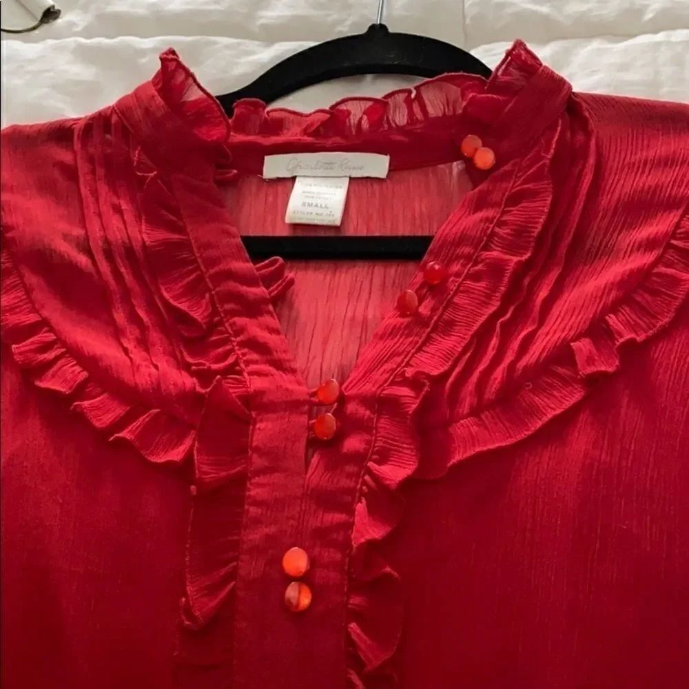 Charlotte Russe ruffled shorty sleeve blouse small - Picture 7 of 11